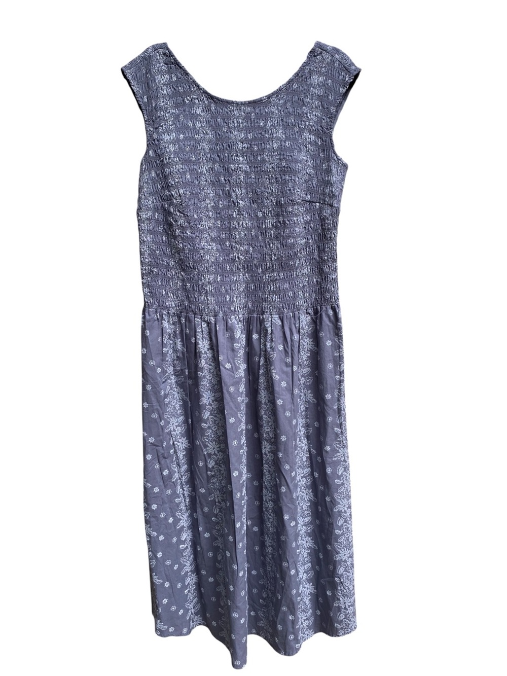 Universal Thread Midi Dress Smocked Blue Floral Boho Cottagecore Size XXL NWT